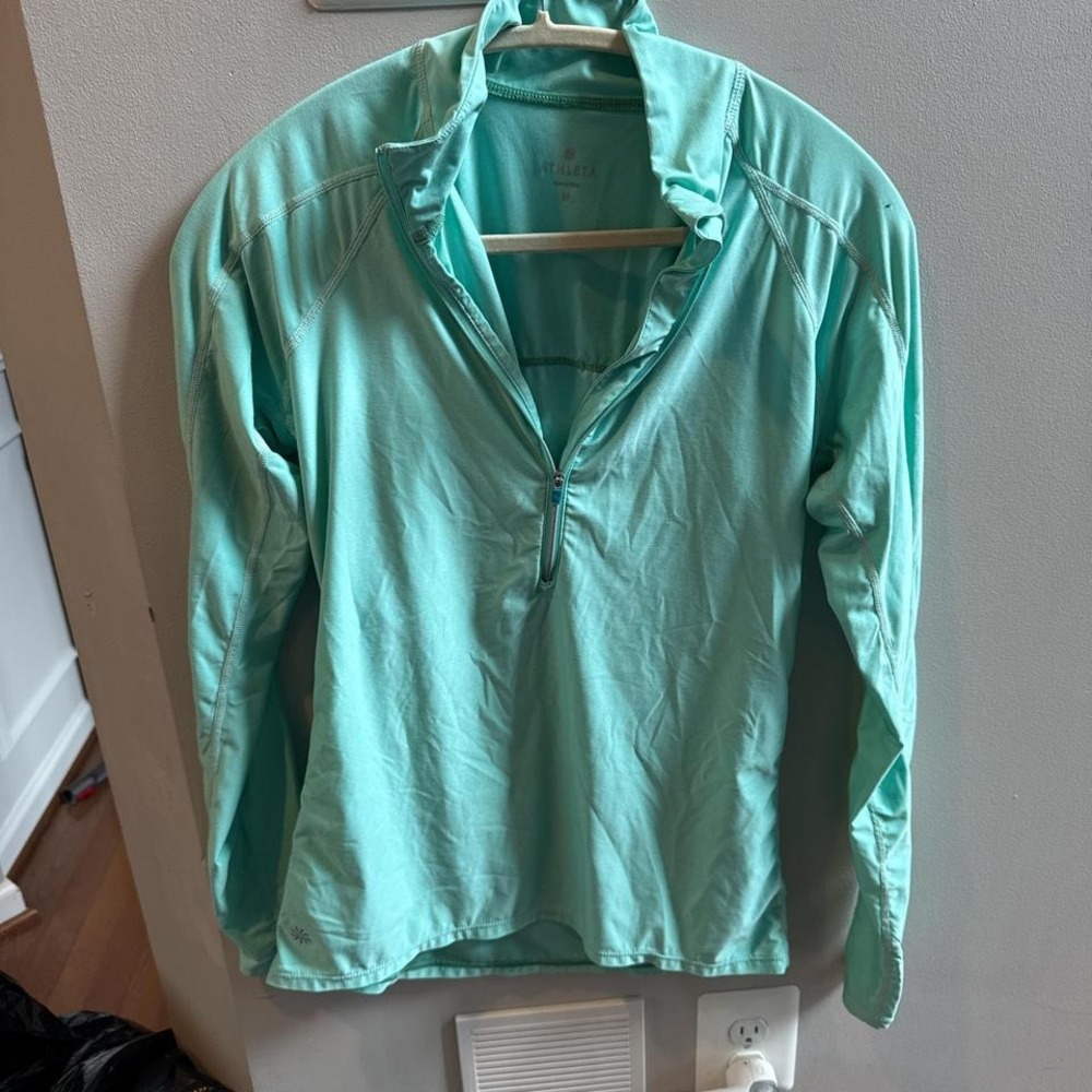 Athleta Womens Mint Green Quarter Zip Pullover Long Sleeve Activewear Top Size M